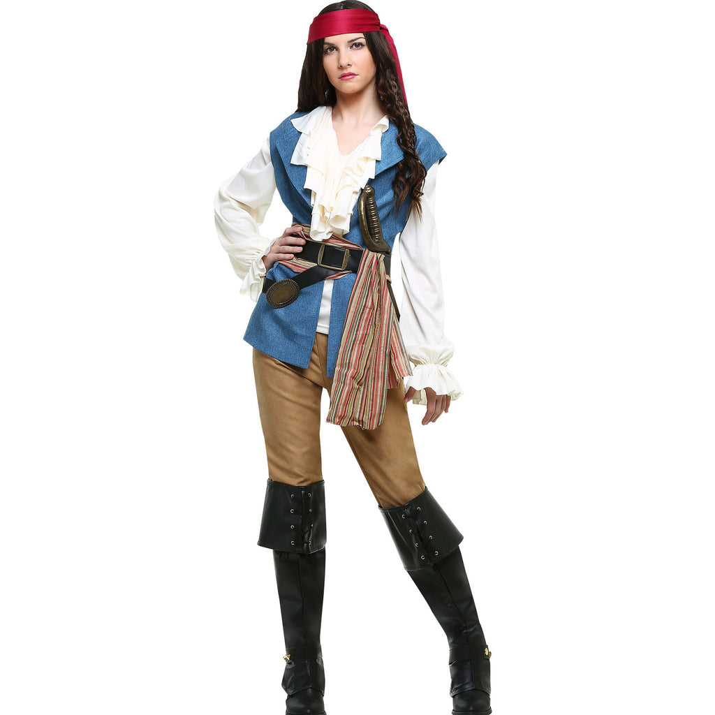 Couples Pirate Costumes Adult Captain Sparrow Outfit Women Men Halloween Suit