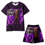 Italian Brainrot Shirt Shorts 2pcs Set Tung Tung Tung Sahur Summer Suit