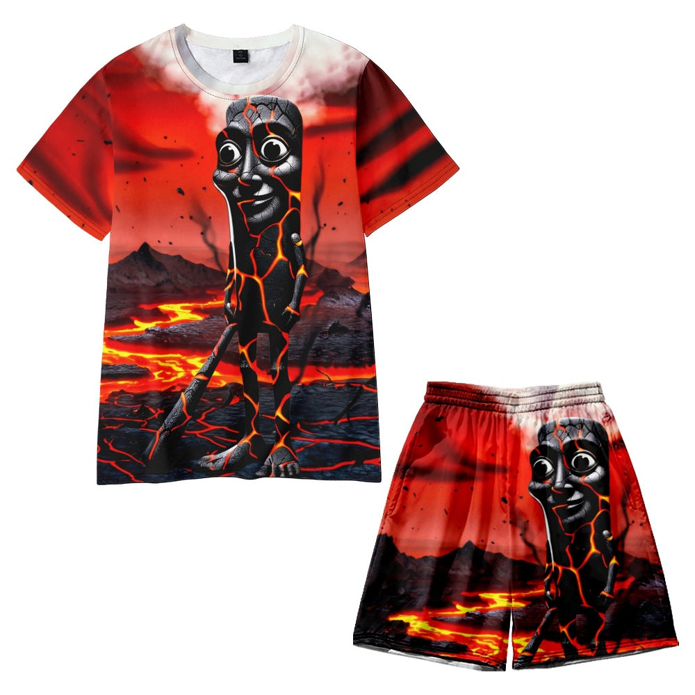 Italian Brainrot Shirt Shorts 2pcs Set Tung Tung Tung Sahur Summer Suit