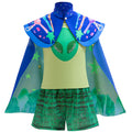 Kids Earth Ambassador Costume Green T-shirt Shorts Blue Cloak 3pcs Halloween Cosplay Outfit