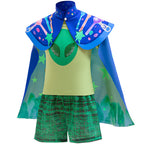 Kids Earth Ambassador Costume Green T-shirt Shorts Blue Cloak 3pcs Halloween Cosplay Outfit