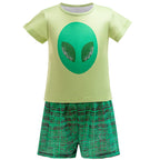 Kids Earth Ambassador Costume Green T-shirt Shorts Blue Cloak 3pcs Halloween Cosplay Outfit