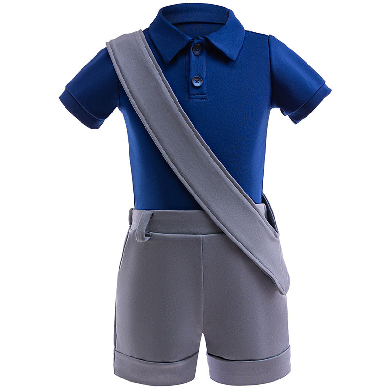 Boys Earth Leader Outfit Blue Shirt Shorts with Eye Patch for Kids Toddler Dress Up Party