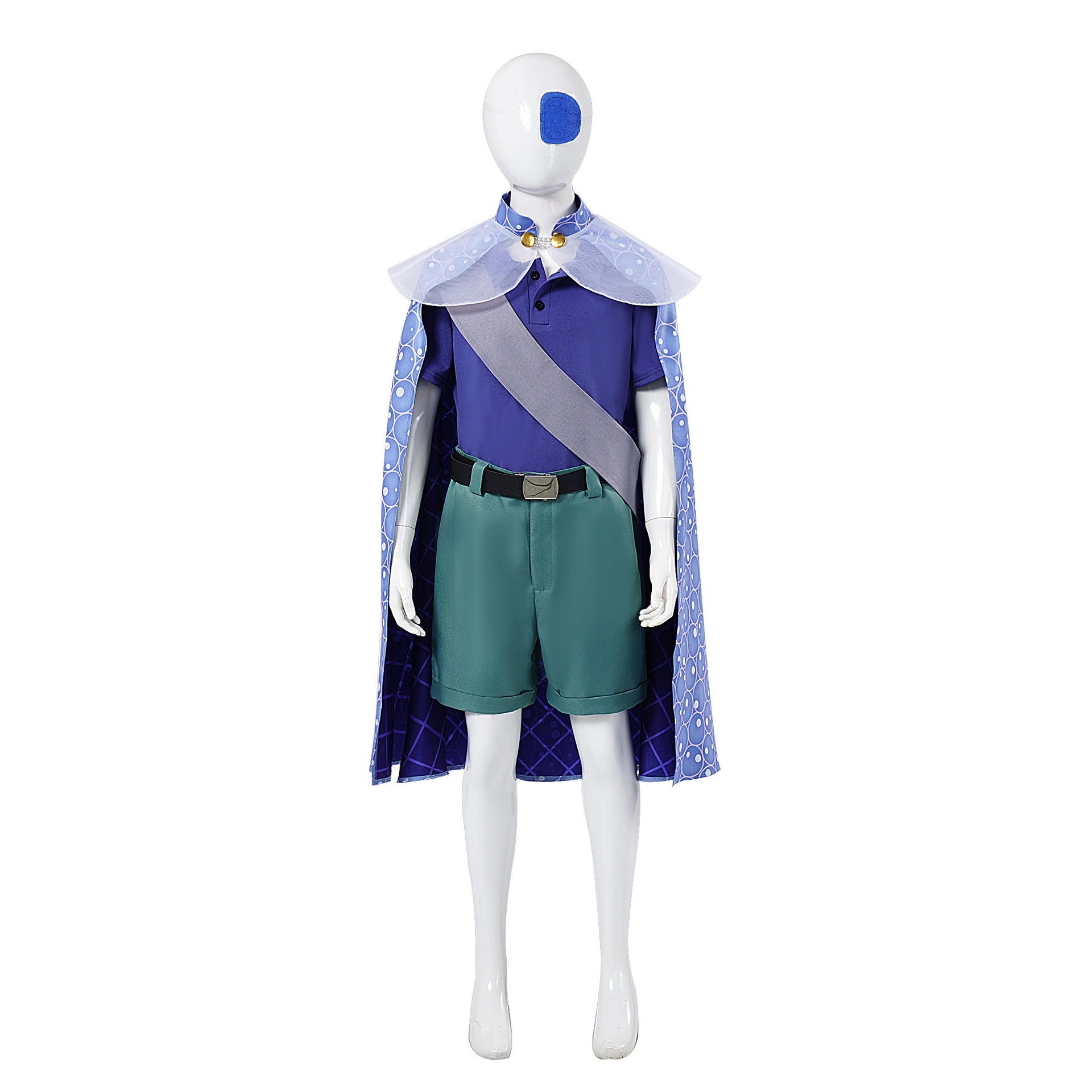 Earth Ambassador Costume Kids Adults Blue Cape Shirt Shorts with Accessories for Cosplay