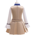 Girls Megan Costume Killer Robot Khaki Pleated Sleeveless Dress with Shirt Belt Scarf Full Set