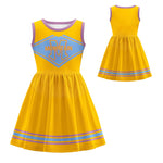 Girls Zombie Cheerleader Costume Yellow Addison Dress with Pom Poms for Halloween Carnival