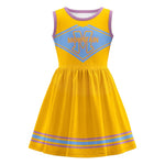 Girls Zombie Cheerleader Costume Yellow Addison Dress with Pom Poms for Halloween Carnival