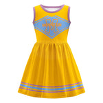 Girls Zombie Cheerleader Costume Yellow Addison Dress with Pom Poms for Halloween Carnival