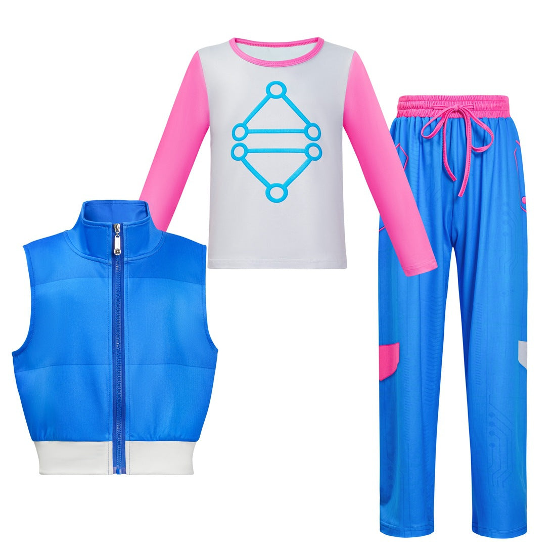 Zombies Outfit Addison Blue Vest Pants and Shirt 3pcs Suit Cheerleader Costume for Kids Adults