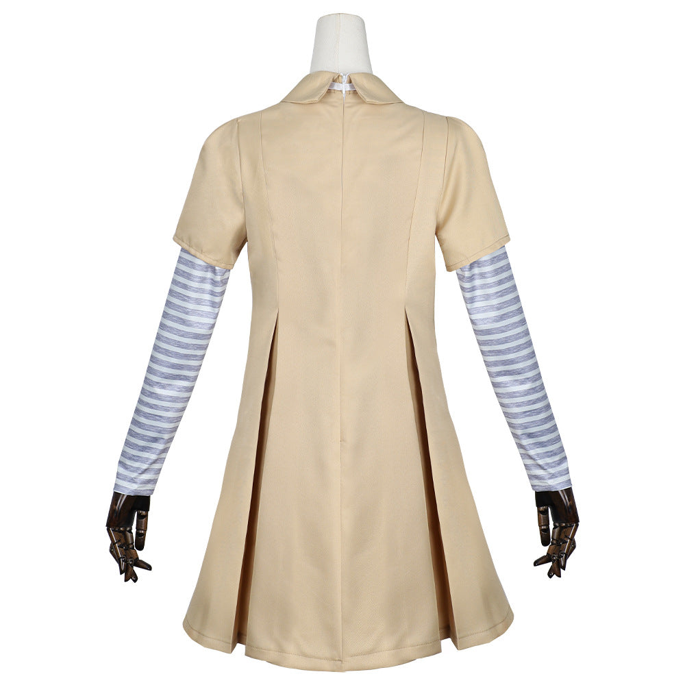 Megan Dress Kids Adults AI Robot Khaki Costume Shirt Dress and Bowknot Full Set for Halloween Carnival