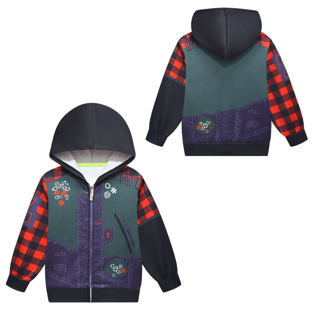 Kids Zombies Costume Zed Hooded Sweatshirt Zip Up Jacket for Halloween Carnival