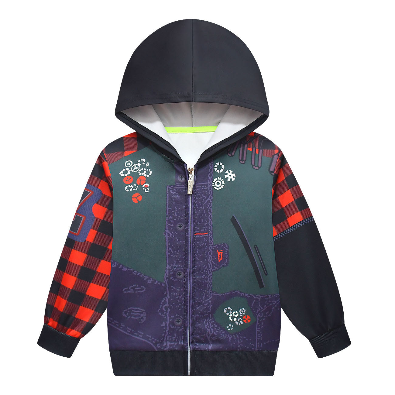 Kids Zombies Costume Zed Hooded Sweatshirt Zip Up Jacket for Halloween Carnival
