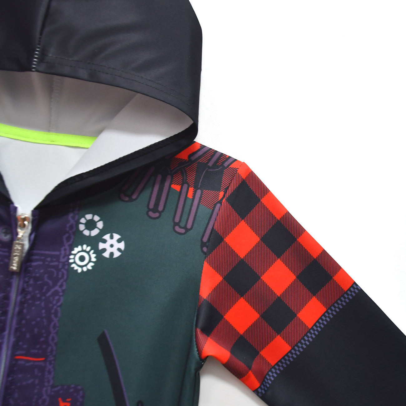 Kids Zombies Costume Zed Hooded Sweatshirt Zip Up Jacket for Halloween Carnival