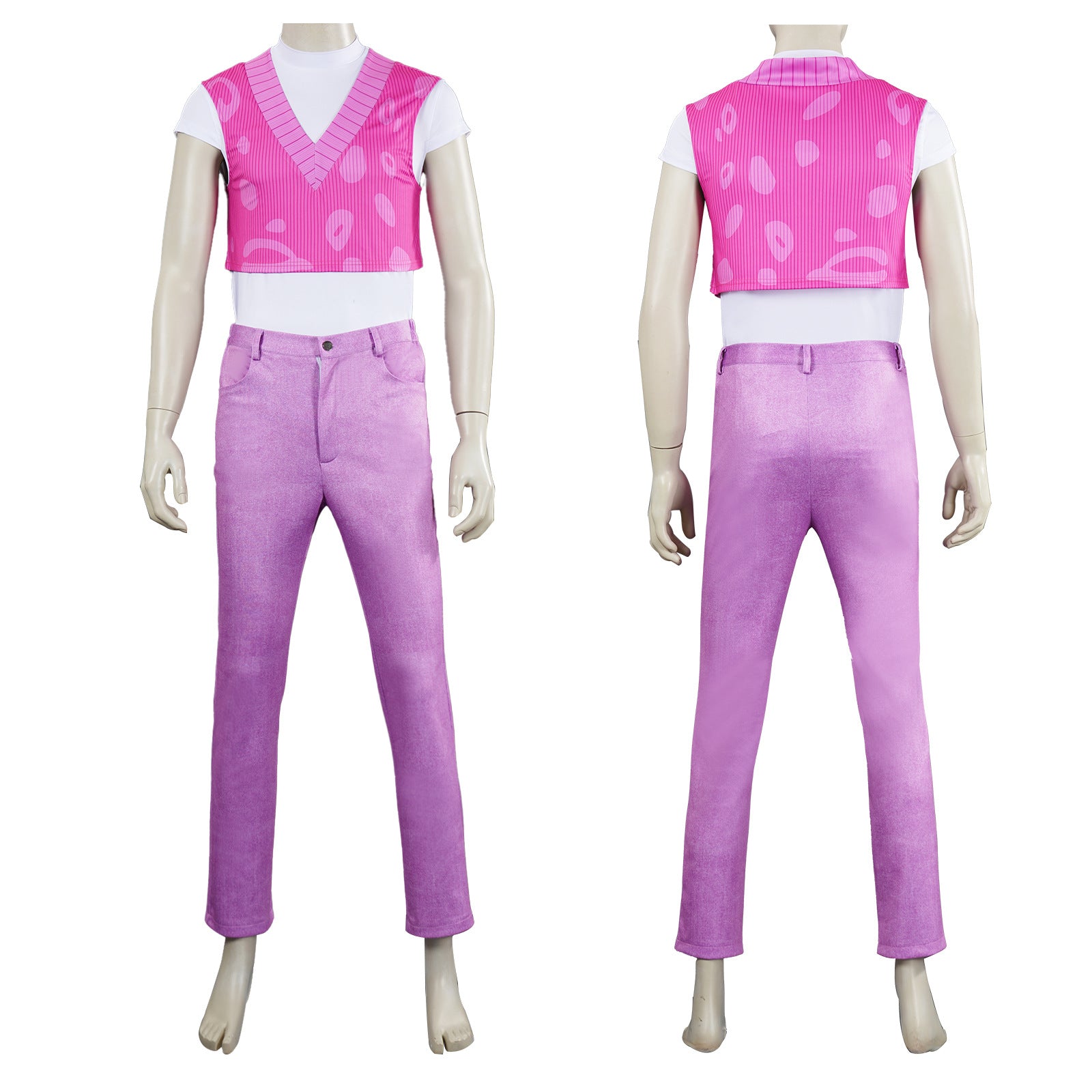 Mens Pop Star Pink Idol 3PCS Set Vest T-shirt and Pants Cosplay Costume