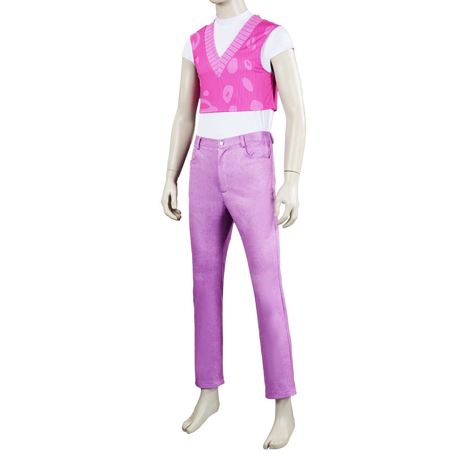 Mens Pop Star Pink Idol 3PCS Set Vest T-shirt and Pants Cosplay Costume