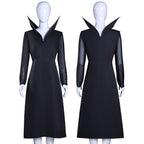 Adult Wednesday Dress Black Long Sleeve Evening Gown for Halloween Party