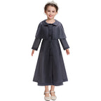 Girls Wednesday Dress Black Houndstooth Cape Coat for Halloween Cosplay Party