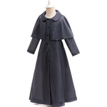 Girls Wednesday Dress Black Houndstooth Cape Coat for Halloween Cosplay Party