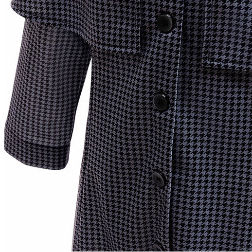 Girls Wednesday Dress Black Houndstooth Cape Coat for Halloween Cosplay Party