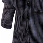 Girls Wednesday Dress Black Houndstooth Cape Coat for Halloween Cosplay Party