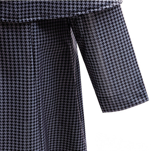 Girls Wednesday Dress Black Houndstooth Cape Coat for Halloween Cosplay Party