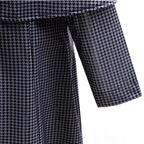 Girls Wednesday Dress Black Houndstooth Cape Coat for Halloween Cosplay Party
