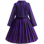 Girls Halloween Party Dress Ball Gown Purple Pleated Skirt and Coat Suit for Cosplay
