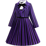 Girls Halloween Party Dress Ball Gown Purple Pleated Skirt and Coat Suit for Cosplay