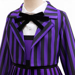 Girls Halloween Party Dress Ball Gown Purple Pleated Skirt and Coat Suit for Cosplay