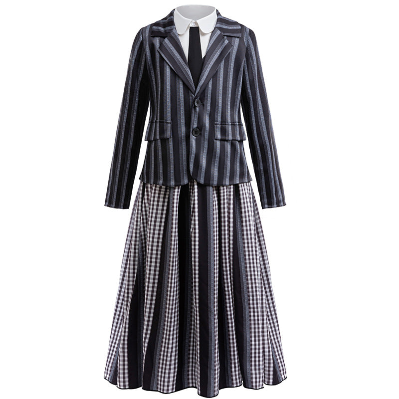 Girls Black Gothic Costume Dark Mystery Cosplay Suit for Halloween Dress Up