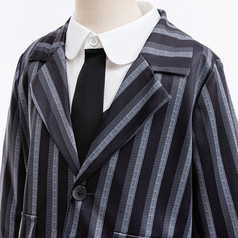 Girls Black Gothic Costume Dark Mystery Cosplay Suit for Halloween Dress Up