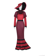 Women Rosie Emalyn Costume Demon Red Dress Hat Suit for Cosplay Party