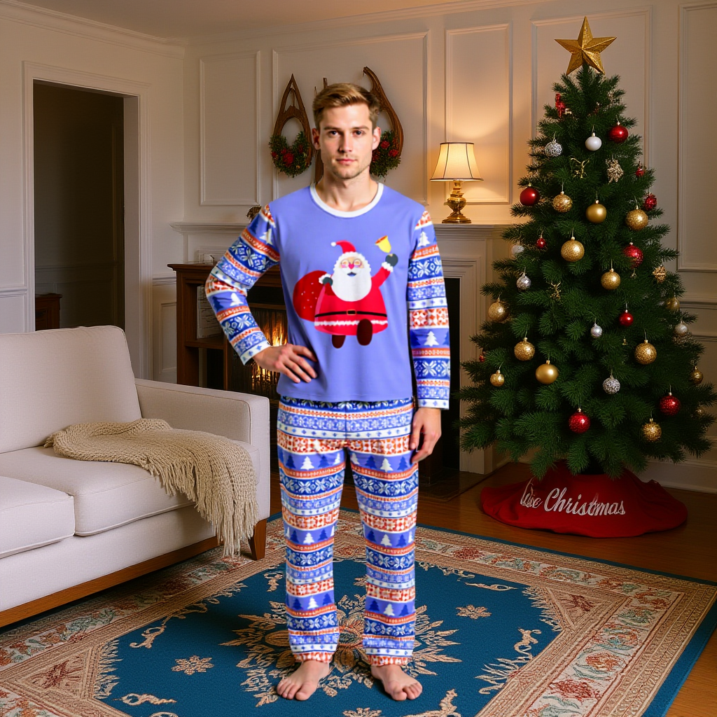Family Matching Christmas Pjs Purple Shirt Pants Suit for Sleepwear Christmas Eve