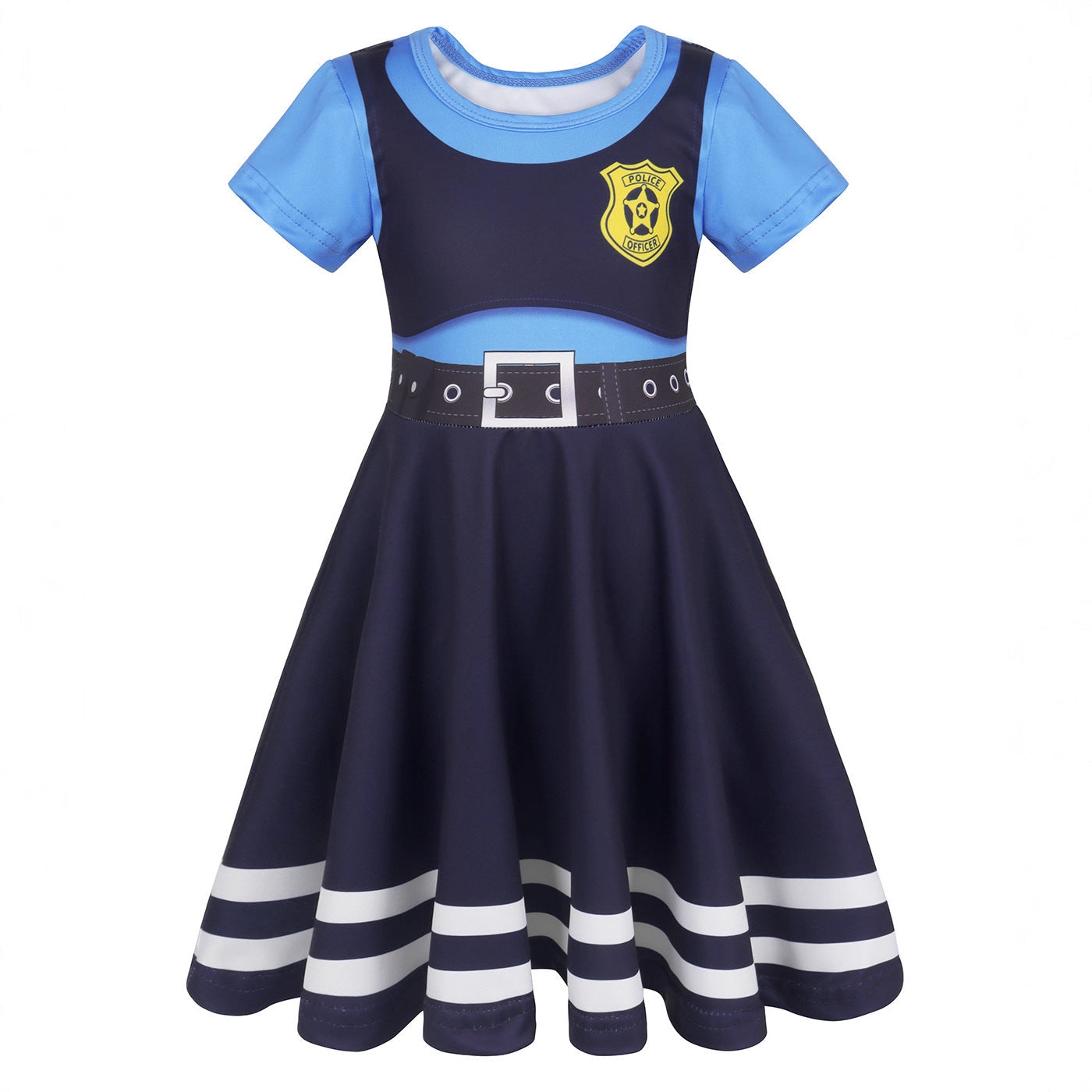 Girls Cute Bunny Dress Blue Police Costume Judy Dress-up Outfit for Cosplay Carnival