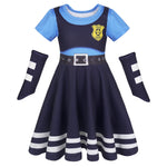 Girls Cute Bunny Dress Blue Police Costume and Arm Warmers for Cosplay Carnival