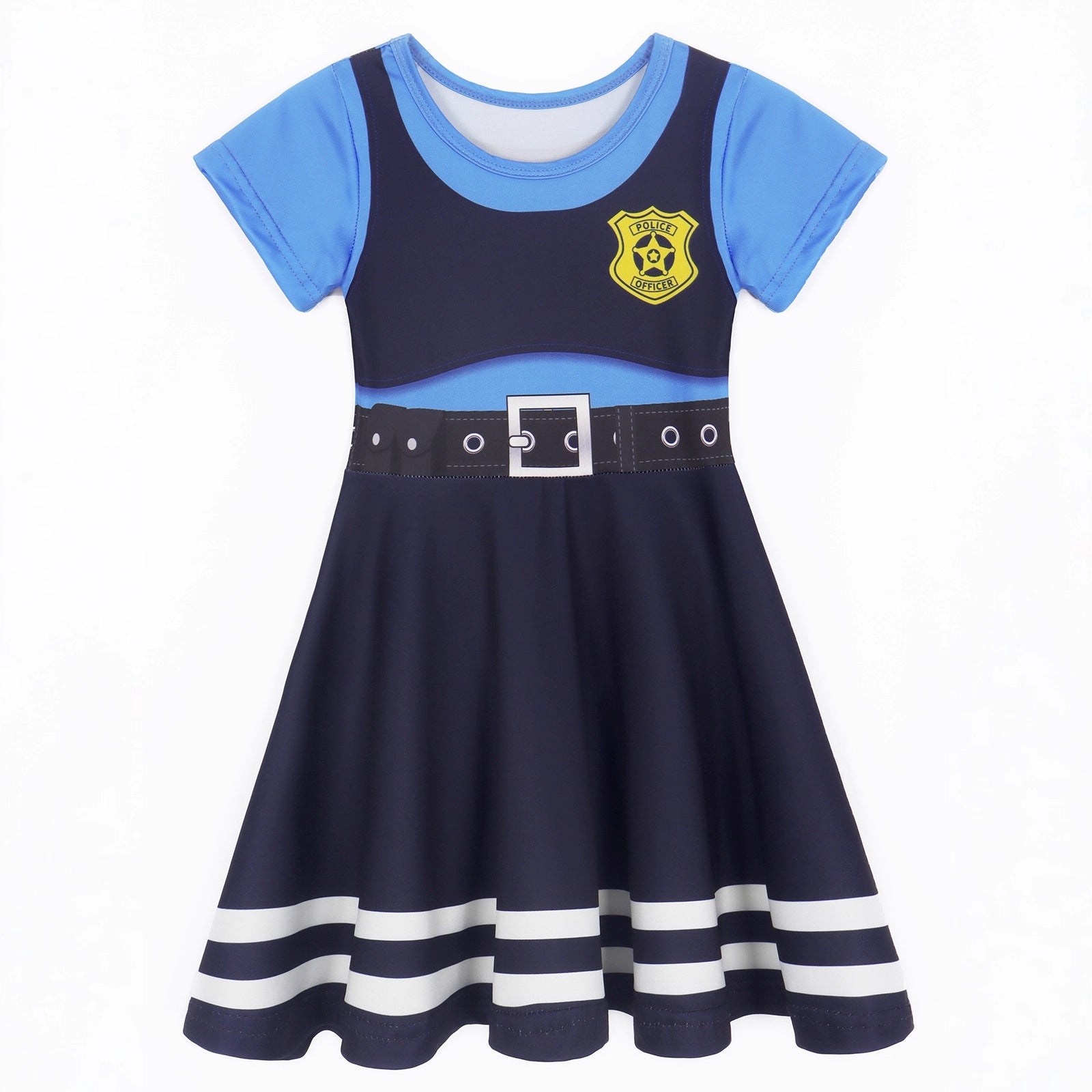 Girls Cute Bunny Dress Blue Police Costume and Arm Warmers for Cosplay Carnival