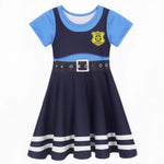 Girls Cute Bunny Dress Blue Police Costume and Arm Warmers for Cosplay Carnival