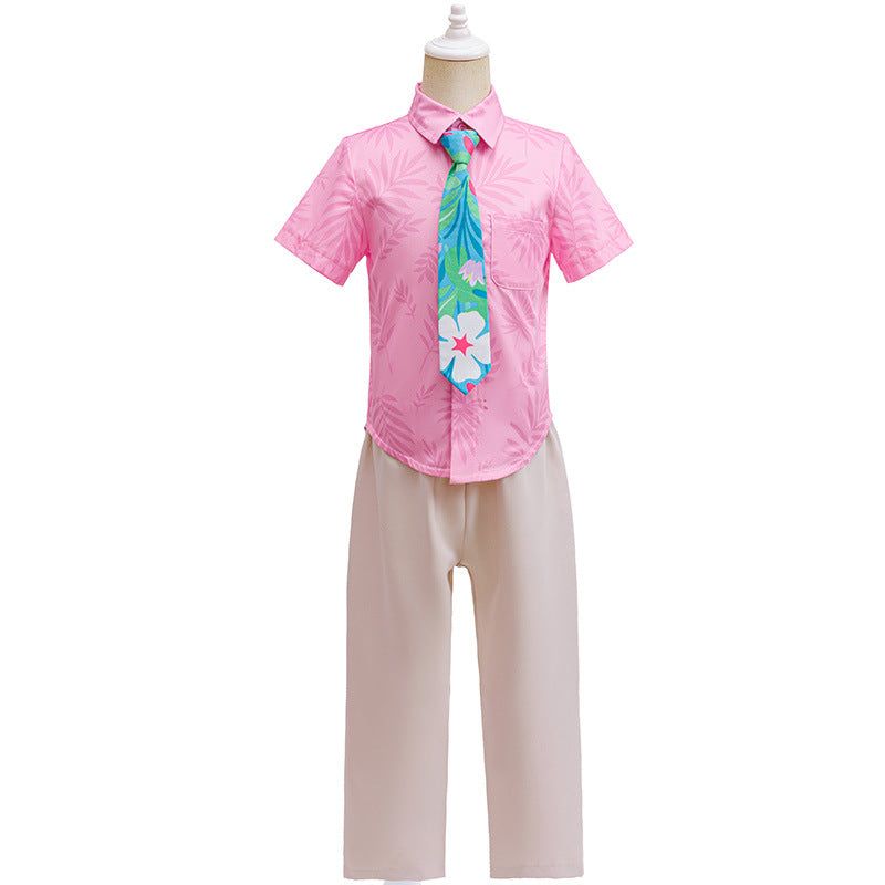 Boys Fox Costume Officer Wilde Pink Shirt Pants and Necktie Full Set for Dress Up Party