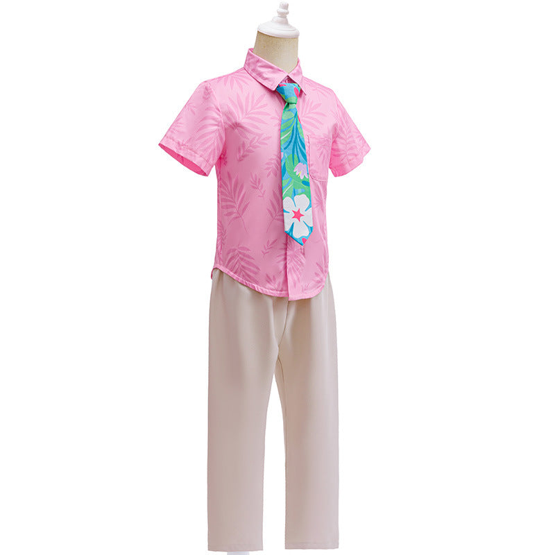 Boys Fox Costume Officer Wilde Pink Shirt Pants and Necktie Full Set for Dress Up Party