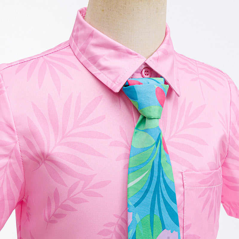 Boys Fox Costume Officer Wilde Pink Shirt Pants and Necktie Full Set for Dress Up Party