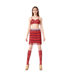 Popstar Performance Costume Red Sequin Fringe Skirt with Sparkly Bra and Socks for Cosplay