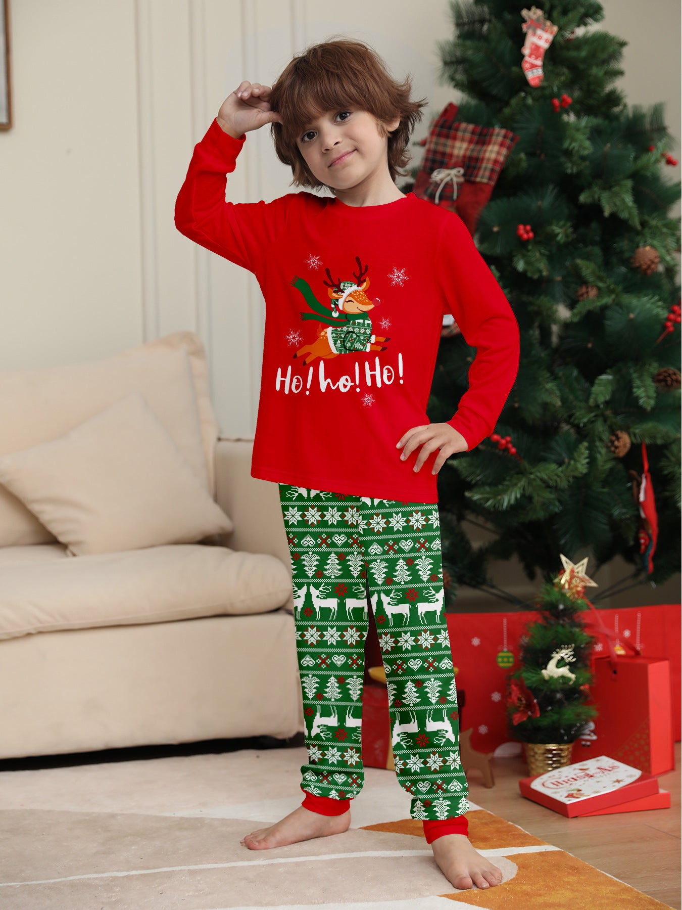 Family Christmas Pajamas Red Tops Pants Xmas Jammies for Kids Adults