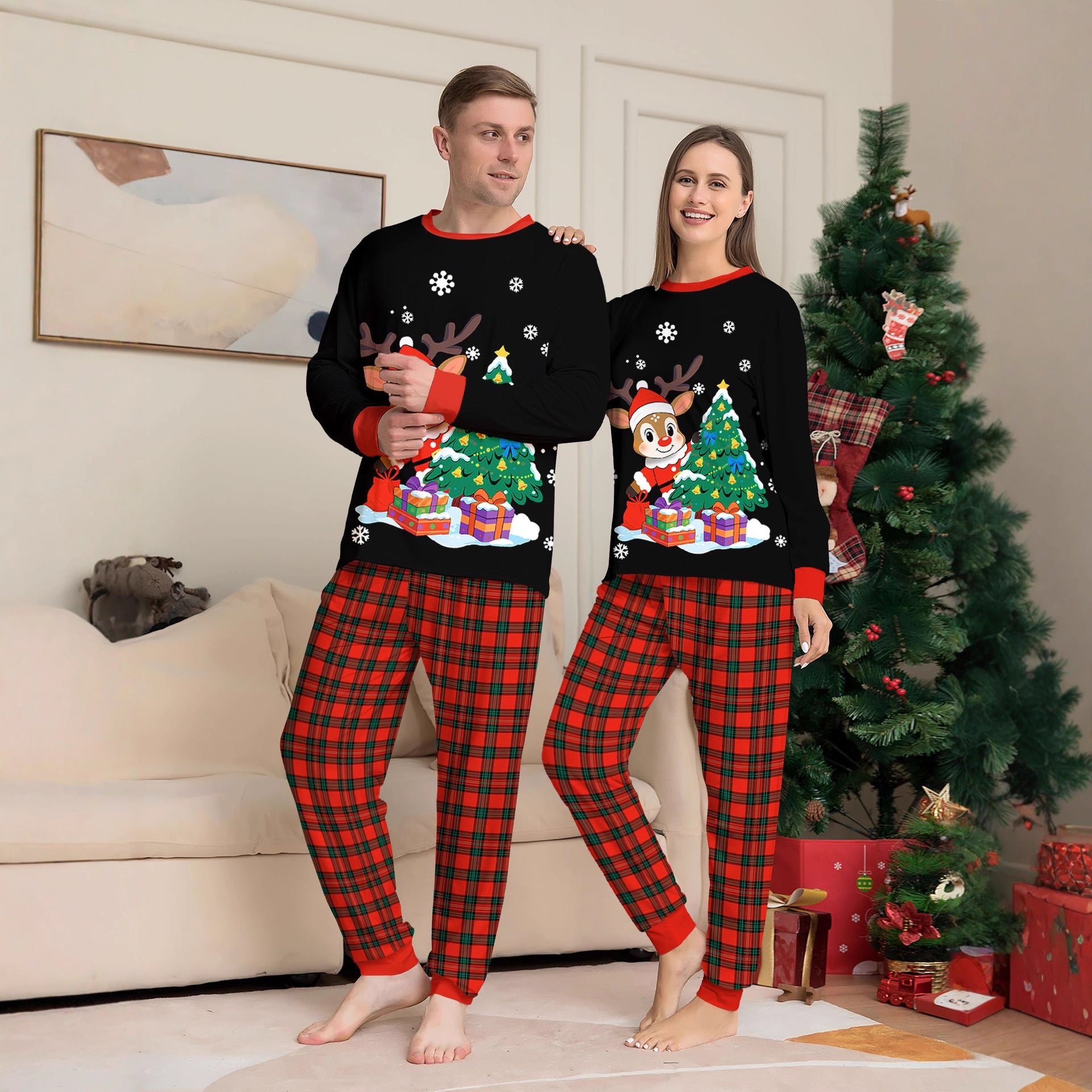 Matching Family Christmas Pajamas Red and Black Christmas PJ Holiday Attire