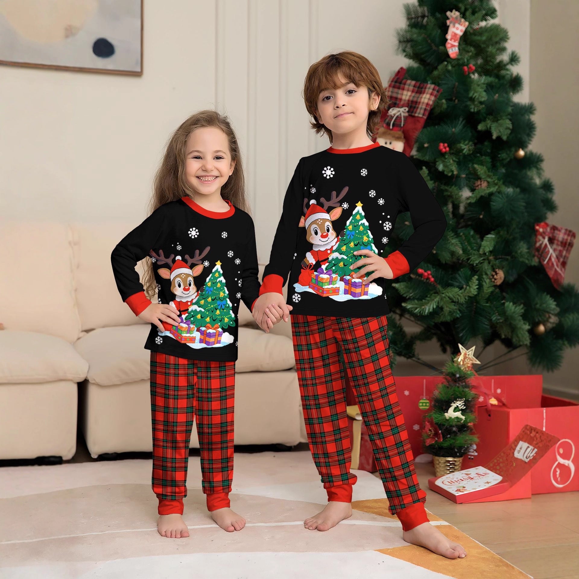 Matching Family Christmas Pajamas Red and Black Christmas PJ Holiday Attire