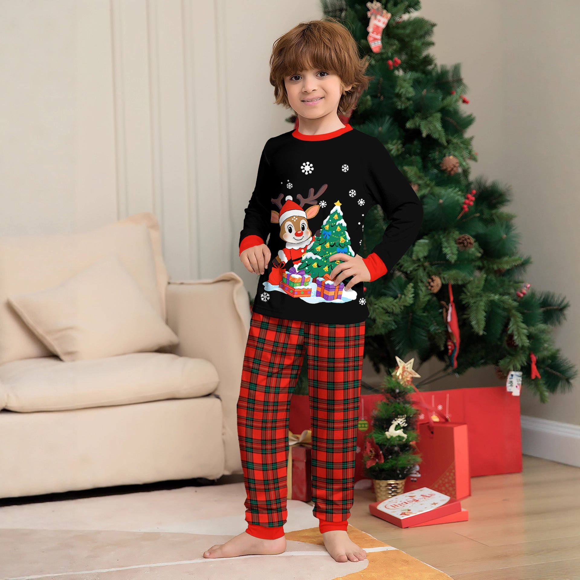 Matching Family Christmas Pajamas Red and Black Christmas PJ Holiday Attire