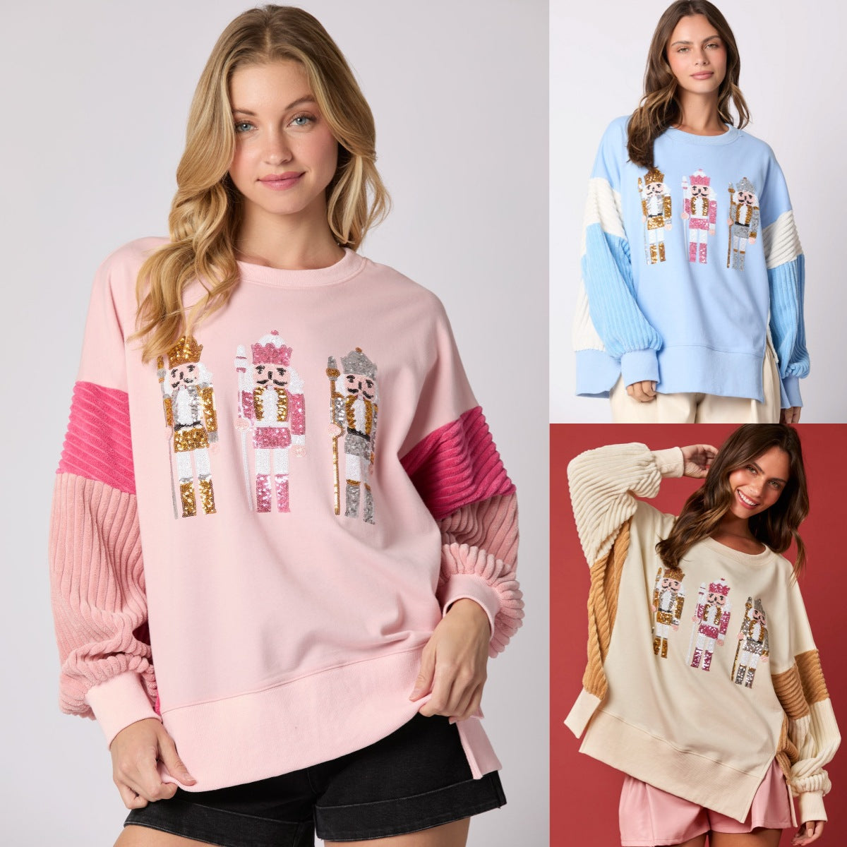 Adult Christmas Sweatshirt Festive Sequined Pullover Xmas Party Clothes
