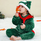 Baby Kids Christmas Pajamas Soft Flannel Jumpsuit with Hat for Xmas Party