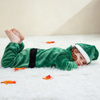 Baby Kids Christmas Pajamas Soft Flannel Jumpsuit with Hat for Xmas Party