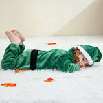 Baby Kids Christmas Pajamas Soft Flannel Jumpsuit with Hat for Xmas Party