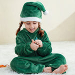 Baby Kids Christmas Pajamas Soft Flannel Jumpsuit with Hat for Xmas Party